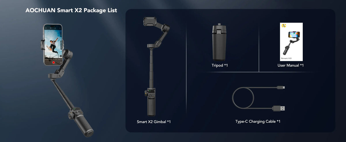 3-Axis Smartphone Gimbal Stabilizer with Built-in Extension Pole and LED Display