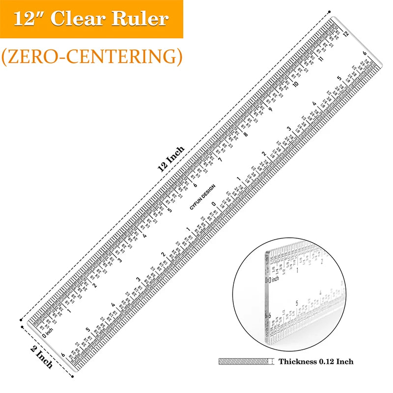 Zero-Centering Clear Acrylic Ruler for Crafting & Card Making