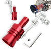 A set of turbo sound whistles and adapters for car exhaust pipes, including a red whistle and metal adapters.