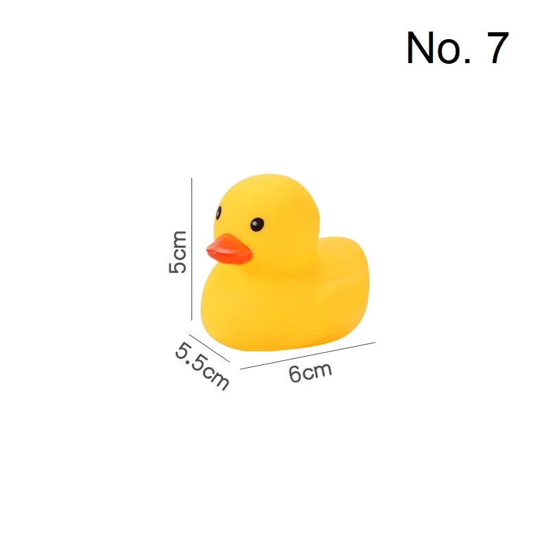 A bright yellow rubber duck toy used as a squeaky bath toy for babies.