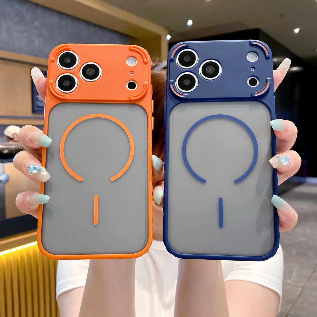 Frosted Clear Magnetic Case for iPhone with Non-Slip Bumper