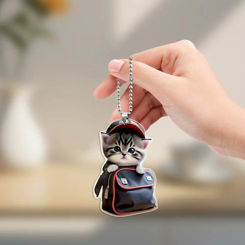 Realistic Cat Car Rearview Mirror Pendant