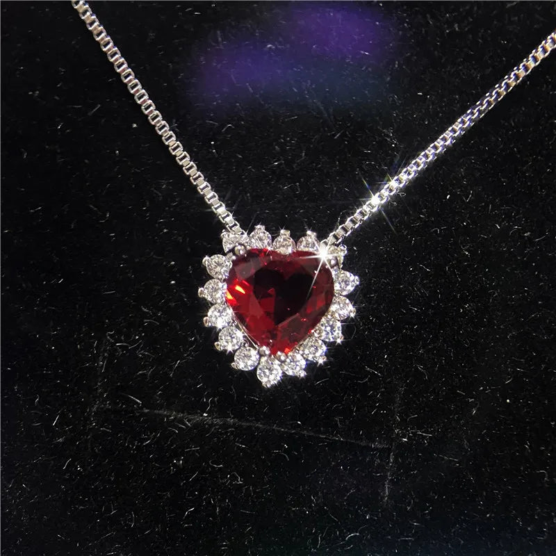 Red Heart Cubic Zirconia Jewelry Set