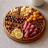 Round Wooden Serving Tray with 8 Removable Compartments