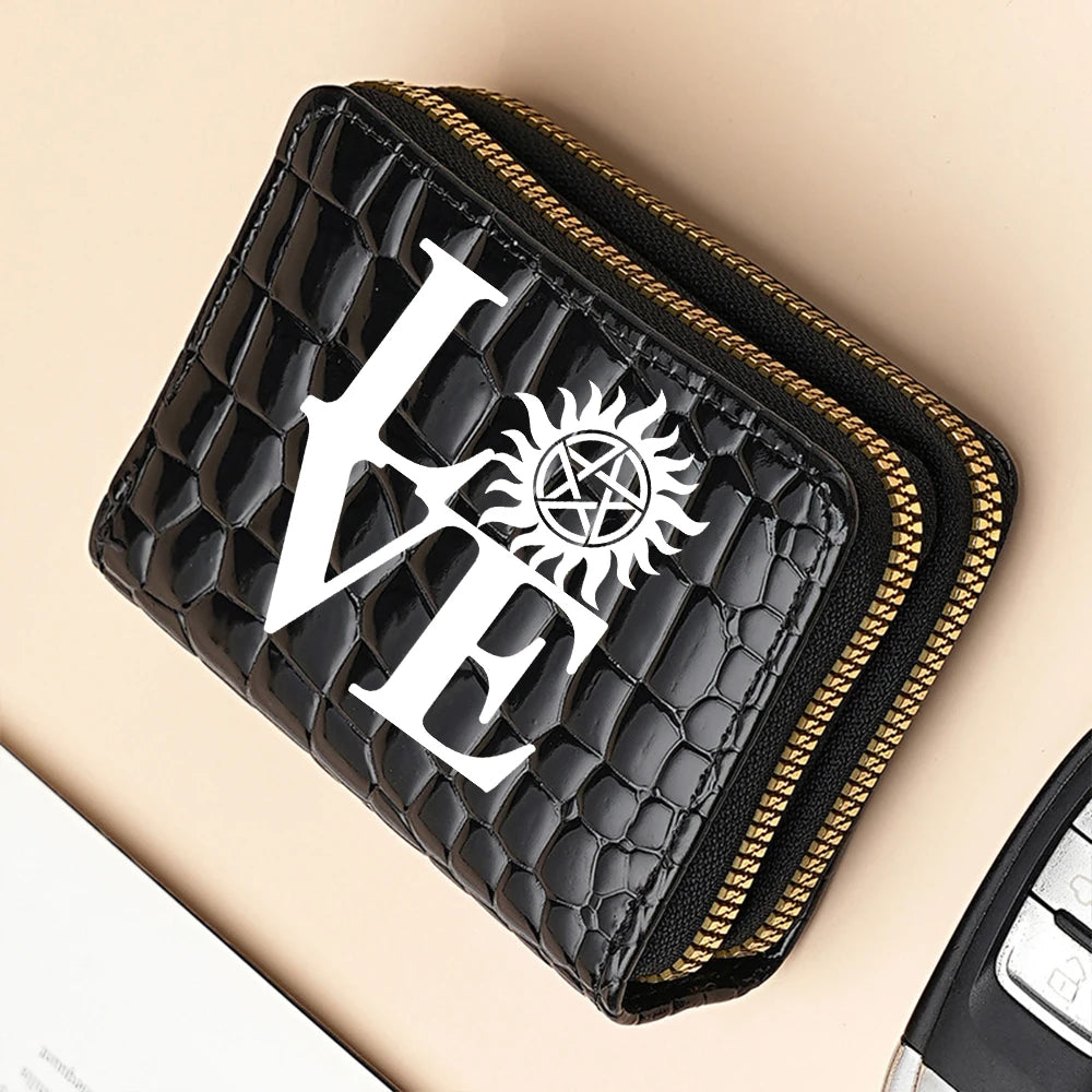 Premium PU Leather Compact Wallet with Double Zipper and Coin Pocket