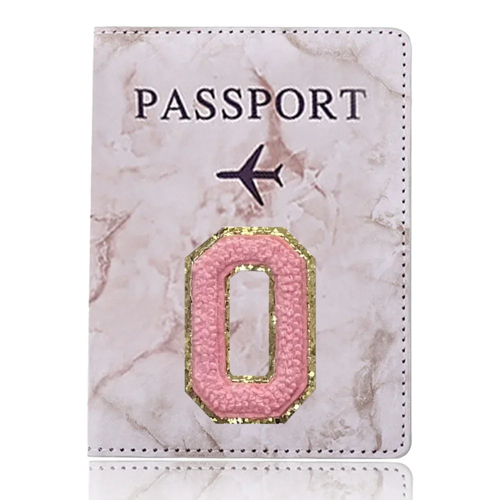 Embroidered Letter Passport Holder with Card Pocket