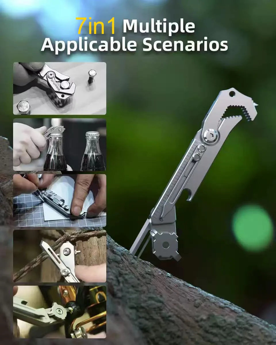 7-in-1 Multifunctional Pocket Tool with Wrench, Knife & Window Breaker