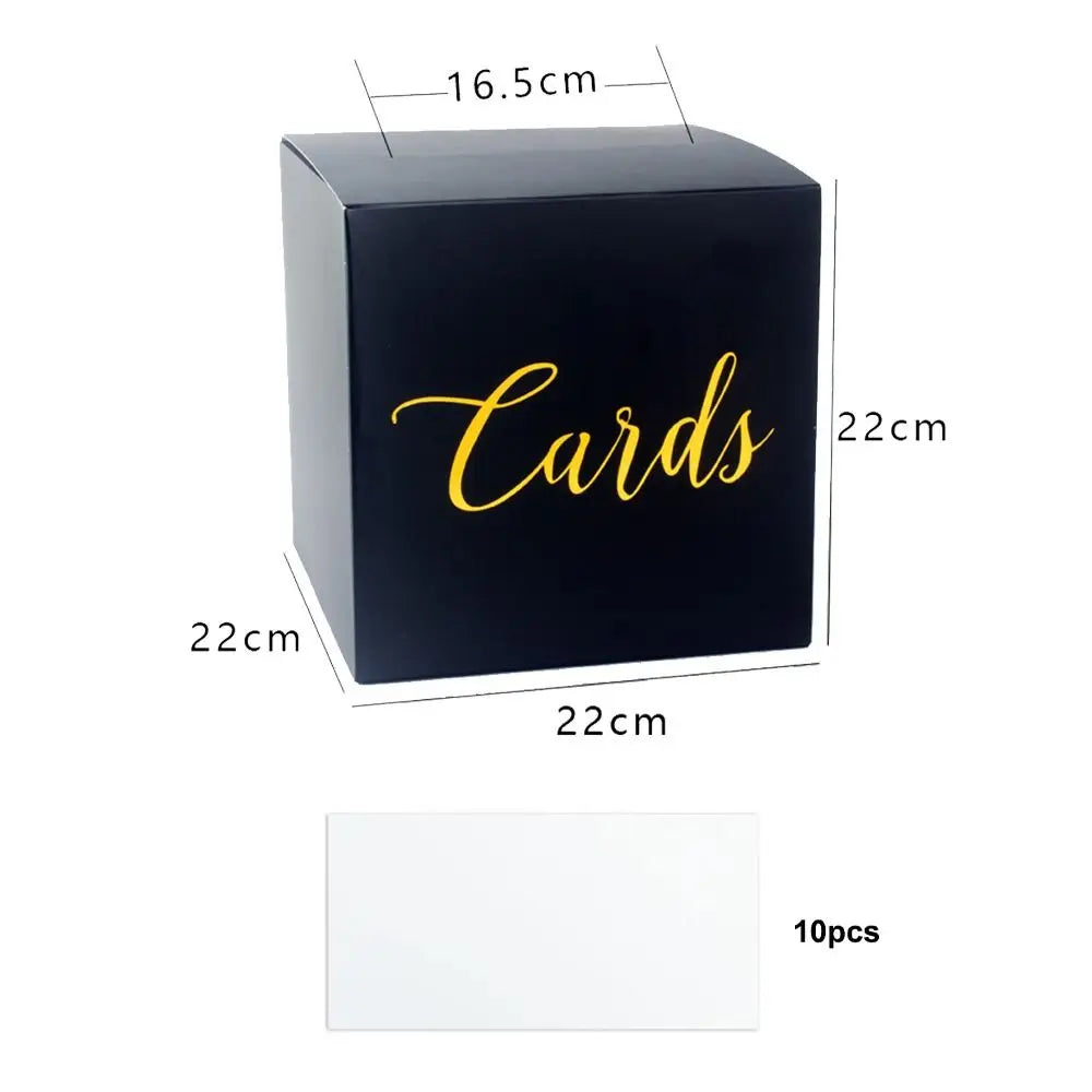 Elegant White & Black Wedding Card Box with Greeting Cards
