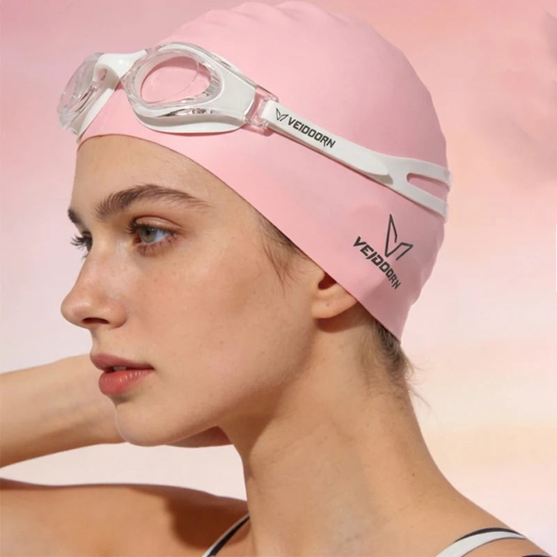 Bonnet de natation en silicone souple pour cheveux longs