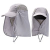 A light gray UPF 50+ breathable wide brim sun hat shown in a folded or partially opened state.