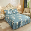 Floral Bed Skirt Set with Anti-Slip Mattress Cover