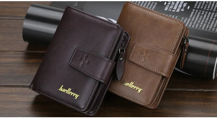Vintage PU Leather Zipper Wallet for Men