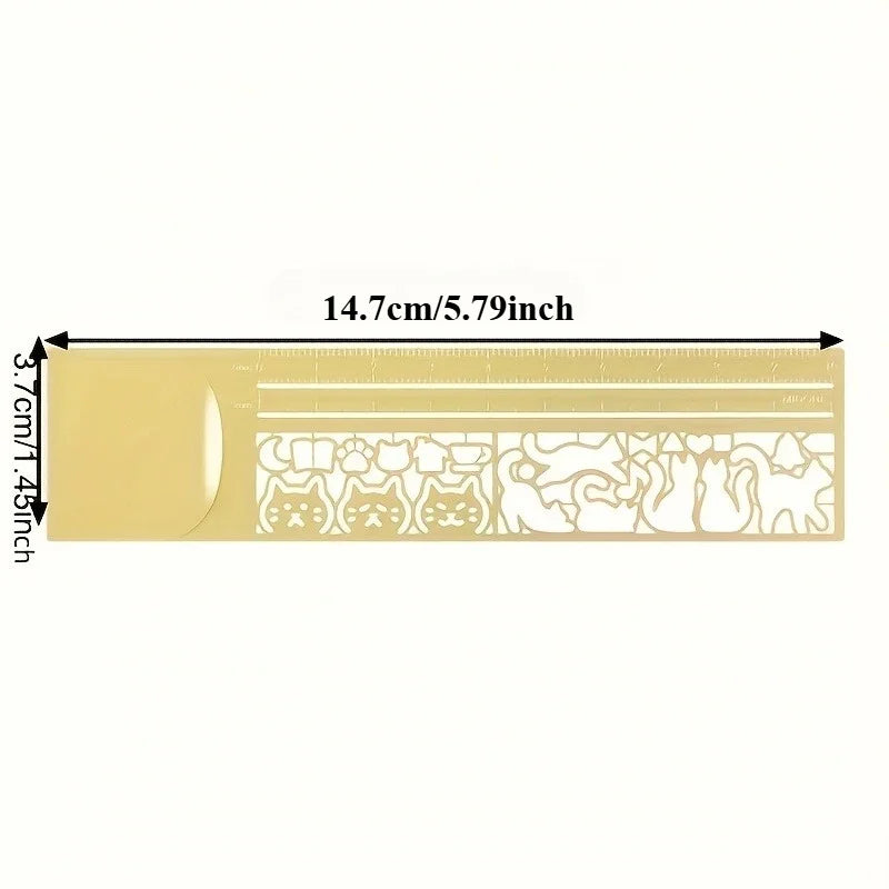 Kawaii Cat Design Metal Ruler and Bookmark