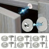 Various magnetic cabinet door catches and closers shown in different sizes and finishes