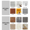 A display showing various wood grain peel and stick backsplash tiles applied to different wall surfaces like ceramic tile, gl