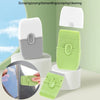 A white and lime green double-ended cleaning scraper with a protective cover is shown alongside its disassembled parts.