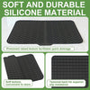 Black silicone dish drying mat with raised texture for quick drainage and slip resistance