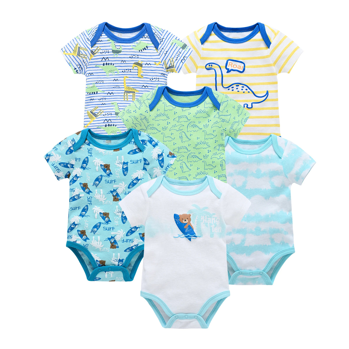 Cotton Short Sleeve Baby Bodysuits – Floral Print, 0-12 Months