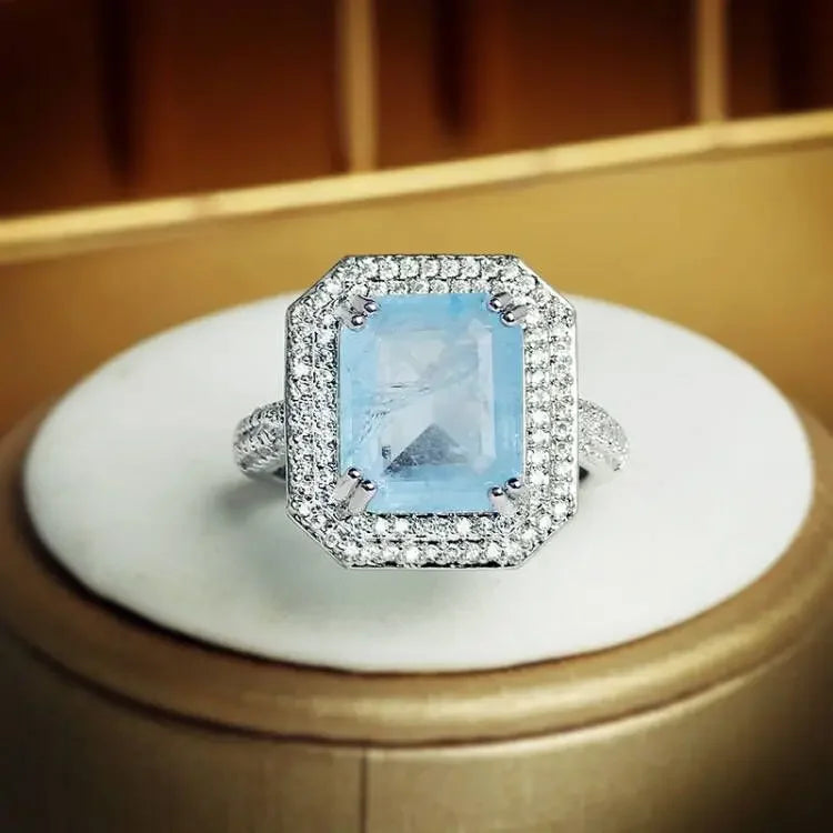 Paraiba-Style Zircon Cocktail Ring in Sterling Silver