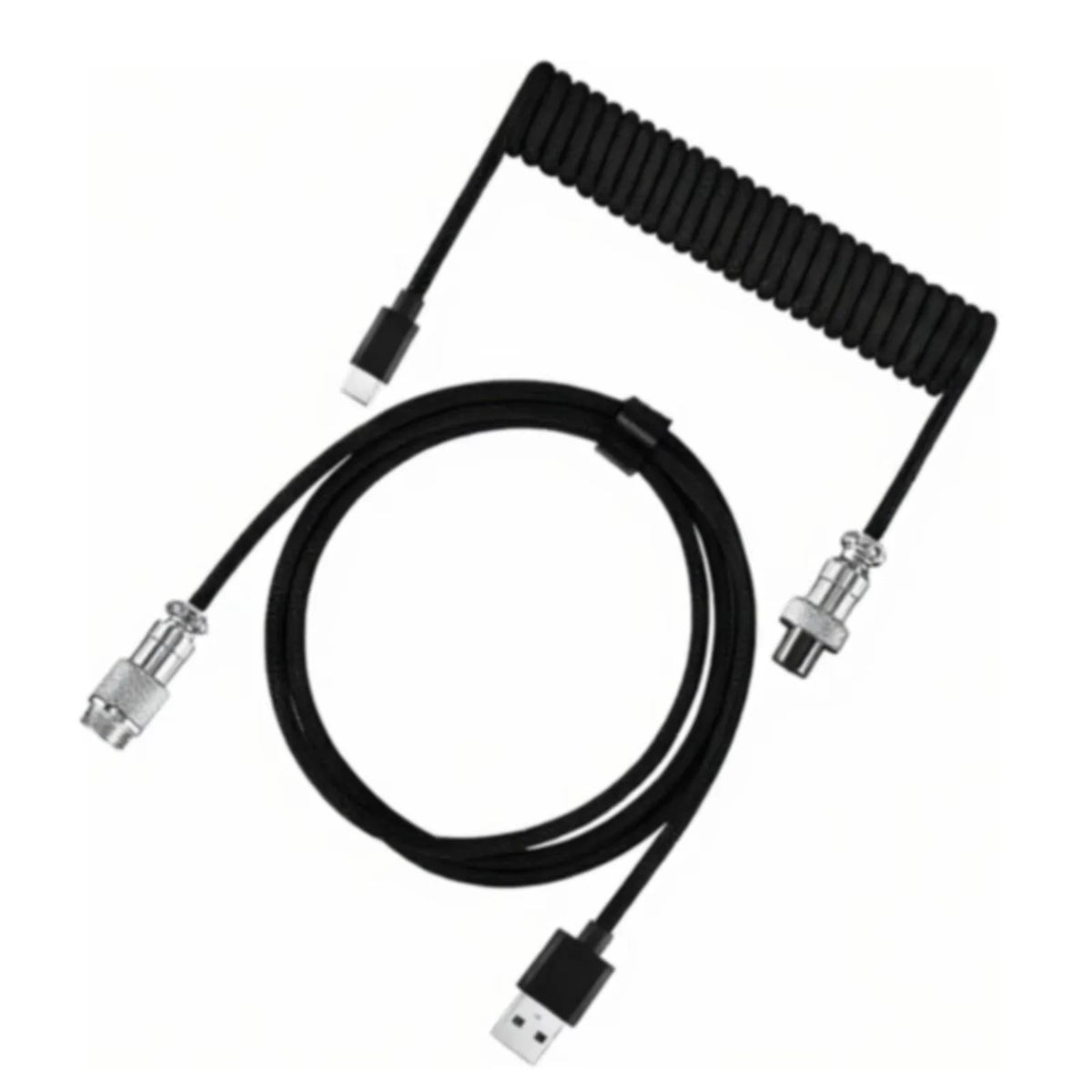 Retractable Coiled USB Cable for Mechanical Keyboards
