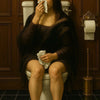 Mona Lisa Funny Bathroom Wall Art Canvas Print