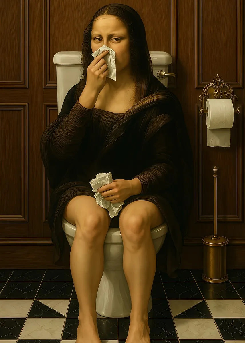 Mona Lisa Funny Bathroom Wall Art Canvas Print