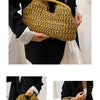 Handwoven Straw Tote Bag with Zipper