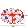 A colorful, foldable kids play tent with a ball pool pit, shown from above.