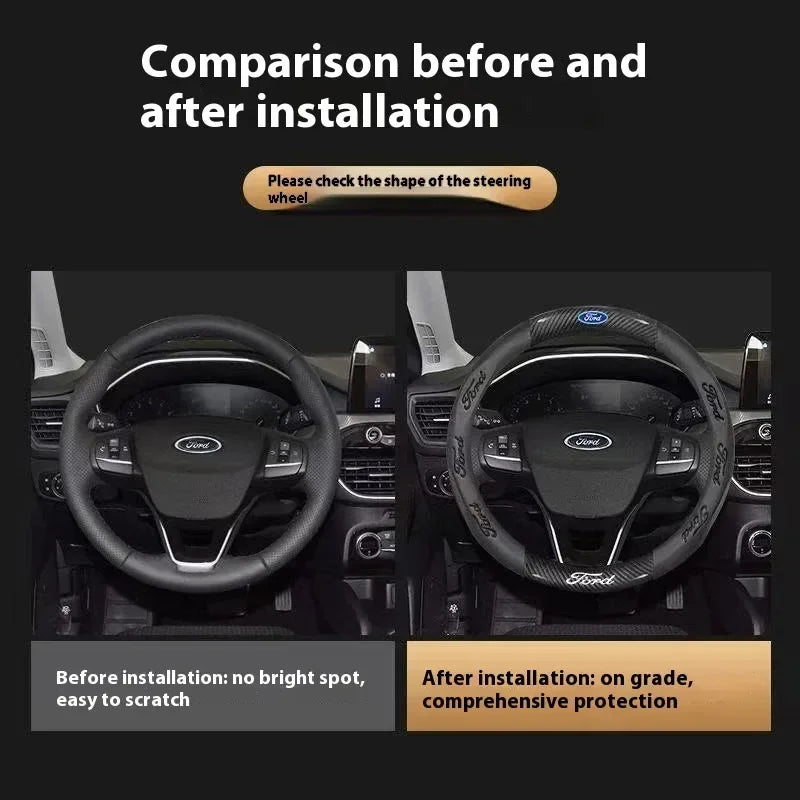 Carbon Fiber Steering Wheel Cover for Ford Models