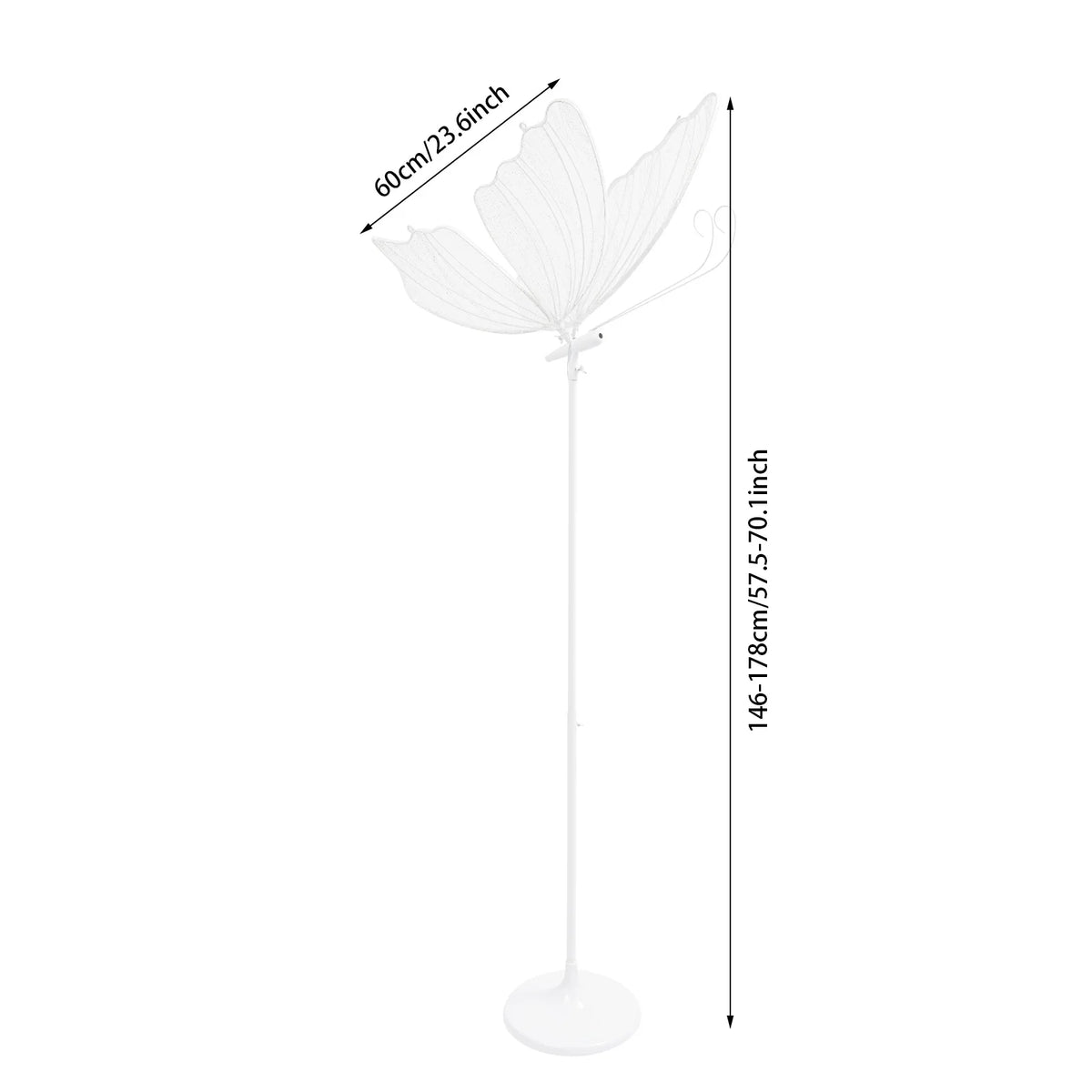 Weiße romantische Schmetterlings-Stehlampe mit großer blütenförmiger Schirm und hohem Stand
