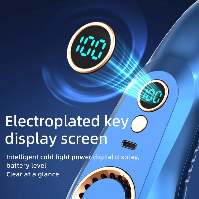 Portable Hanging Neck Fan with Digital Display
