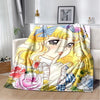 Cartoon Anime Flannel Throw Blanket in Candy Girl Design