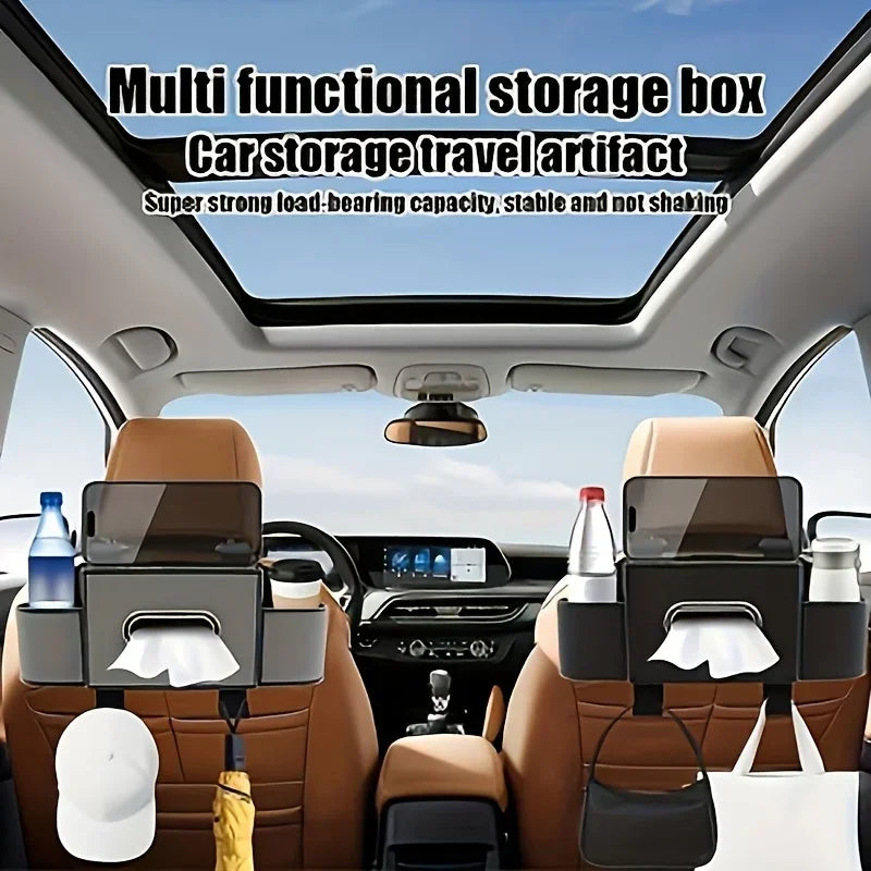 Multifunctional Car Seat Back Organizer with Phone and Cup Holders