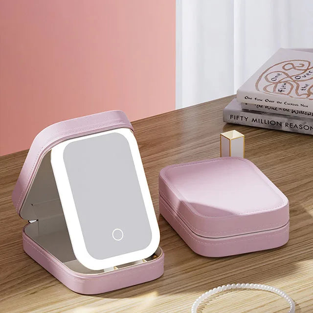 Portable LED Makeup Bag with Mirror