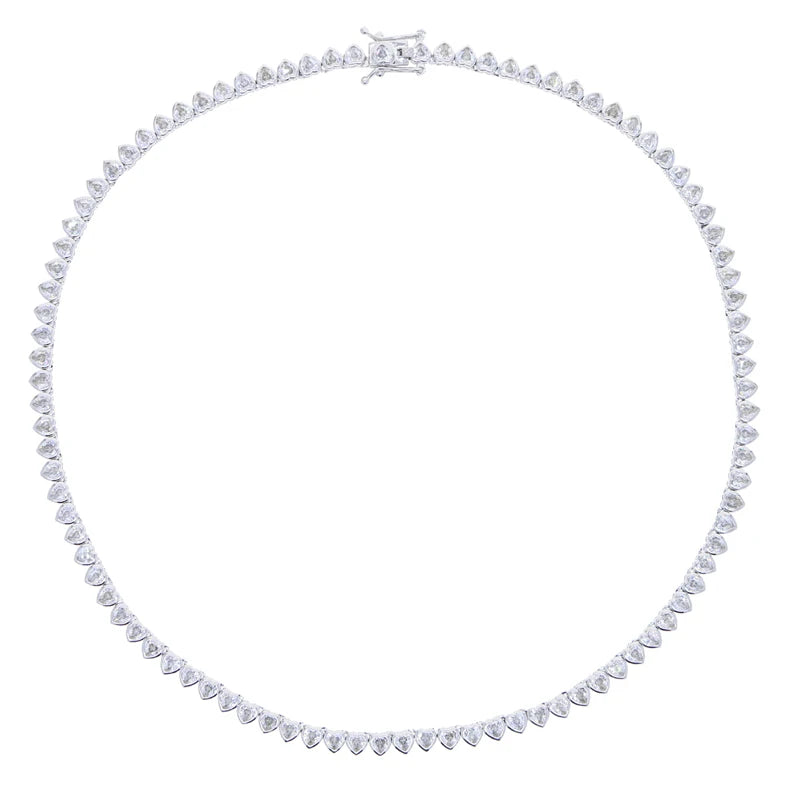 Heart Tennis Jewelry Set with Geometric Bezel