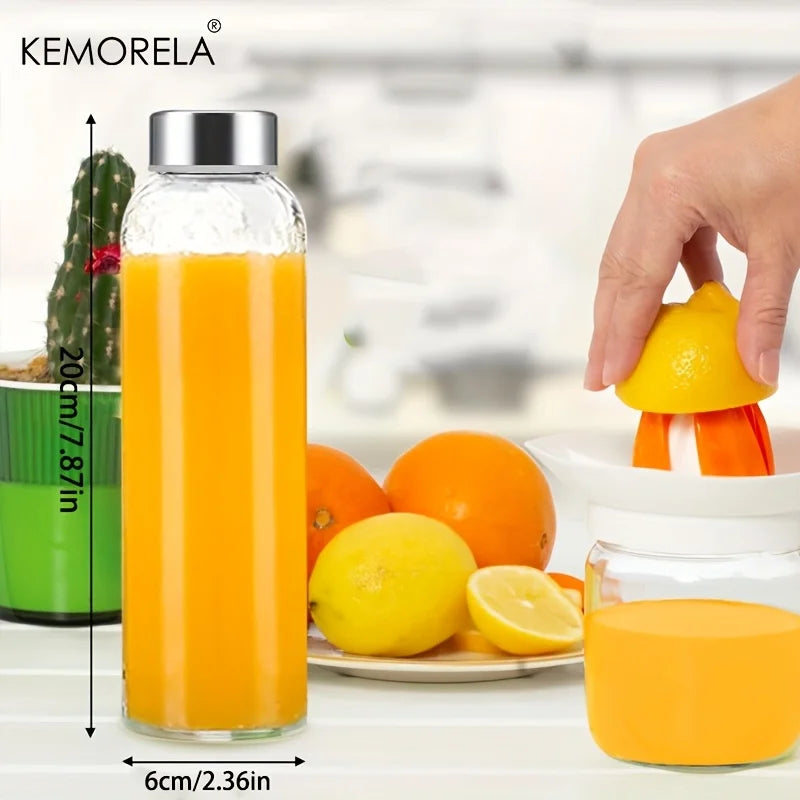 Clear Glass Water Bottles with Stainless Steel Lids