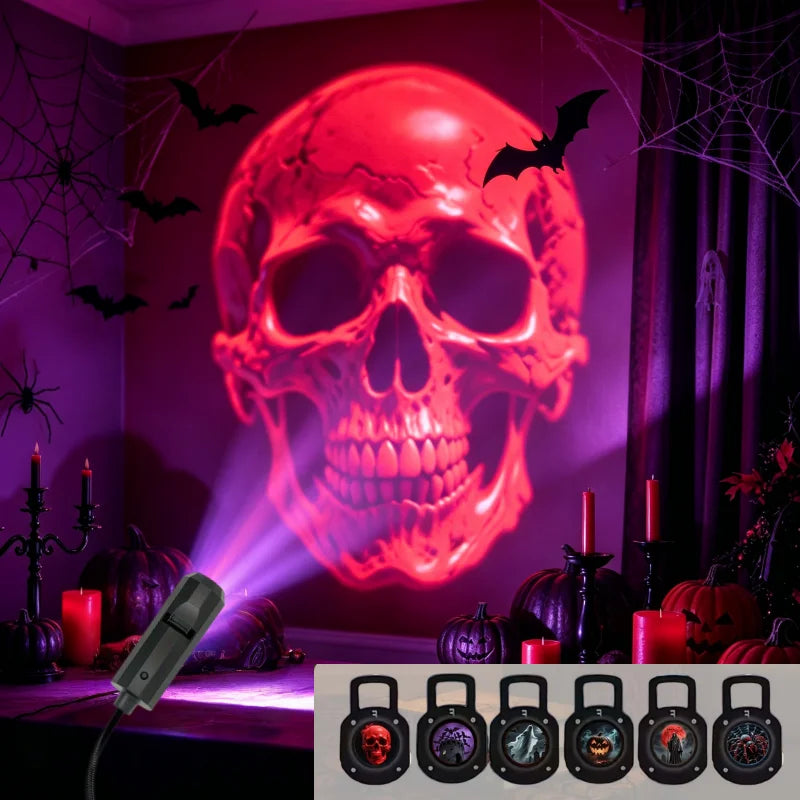 LED USB projector light with adjustable whale, butterfly, and star patterns displayed against a dark background.