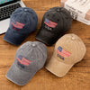 Vintage Washed Cotton Baseball Cap with Embroidered American Flag
