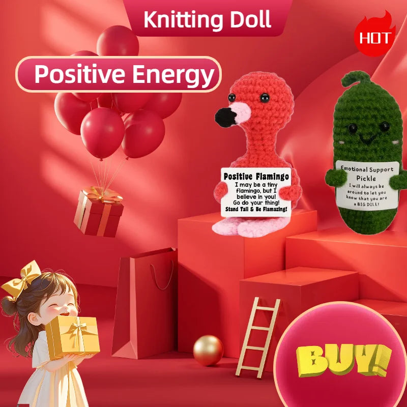 Handmade Wool Knit Potato Plush Doll with Inspirational Card