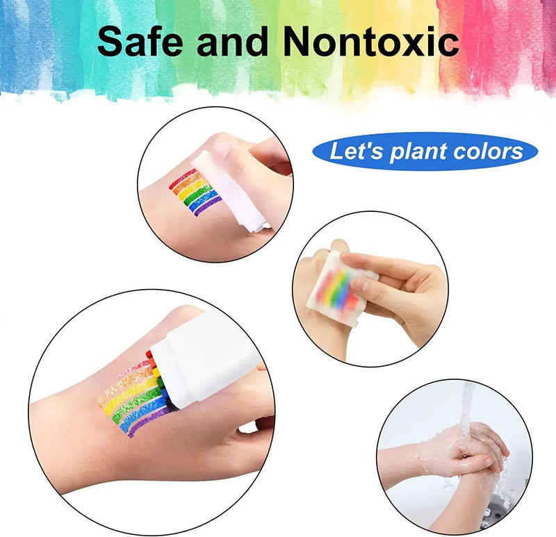 6-Color Washable Rainbow Face & Body Paint Crayon