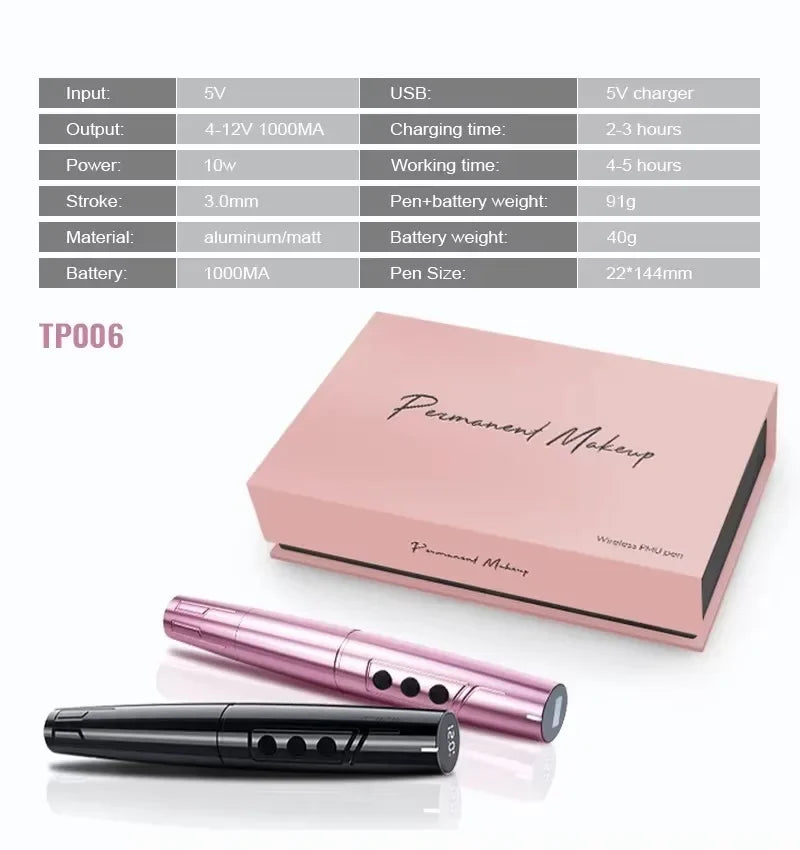 Precision Wireless Tattoo Pen for Professional Permanent Makeup