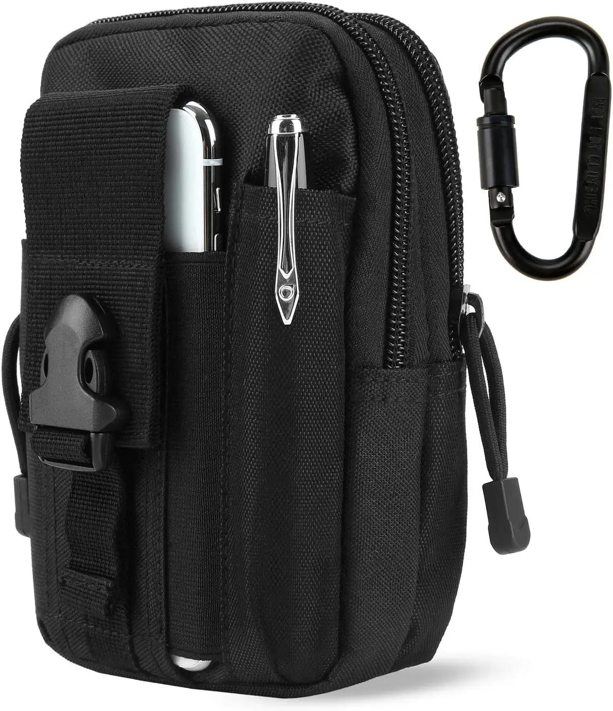 Heavy-Duty Tactical Utility Pouch with MOLLE Straps & Carabiner