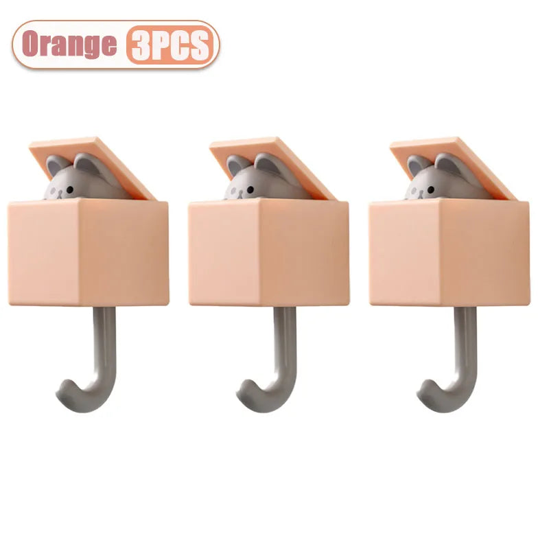 Cute Cartoon Cat Wall Hooks - Self-Adhesive
