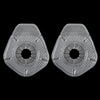 A pair of protective covers designed to fit windshield wiper holes, showing a textured surface and a central opening.