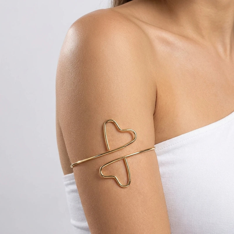 Minimalist Hollow Heart Cuff Bracelet