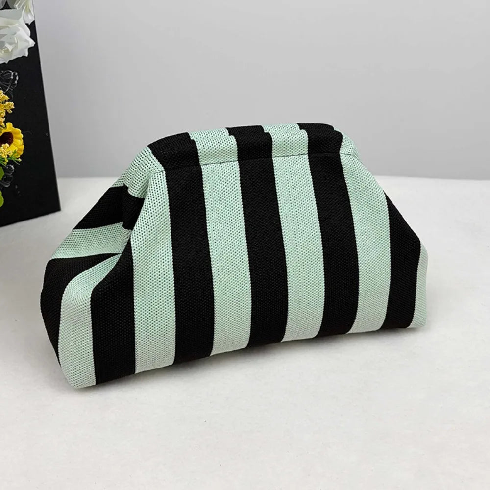 Striped Knit Tote Bag - Casual & Spacious Handbag