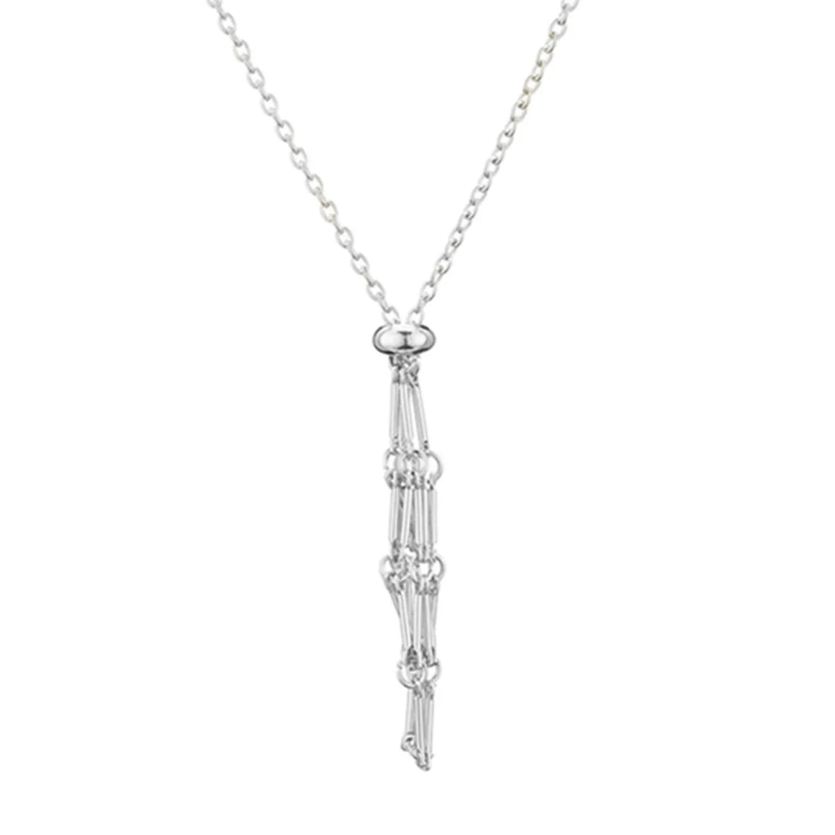 Silver crystal pendant choker necklace with a delicate chain and dangling charm