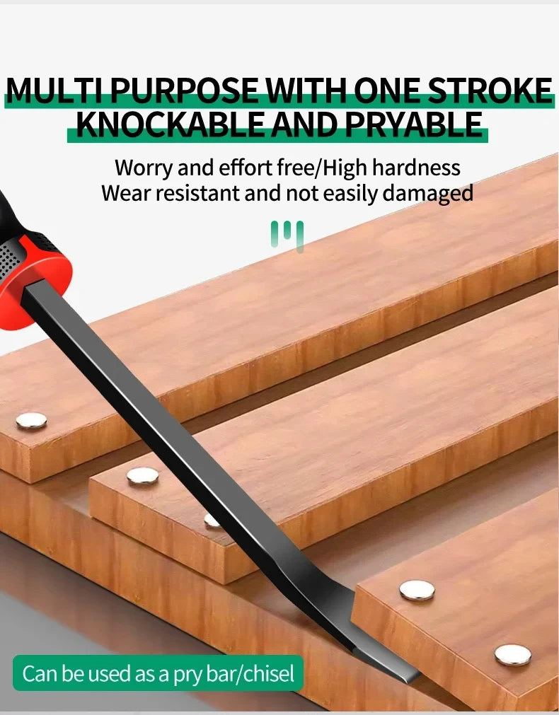 Heavy-Duty Pry Bar with Strike Cap and Nail Puller