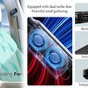 Portable car seat cooling fan featuring dual turbo fans, velcro fastening, and an independent switch.