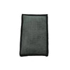 A rectangular dual-sided microfiber scrubbing sponge with a gray textured surface and black edges.